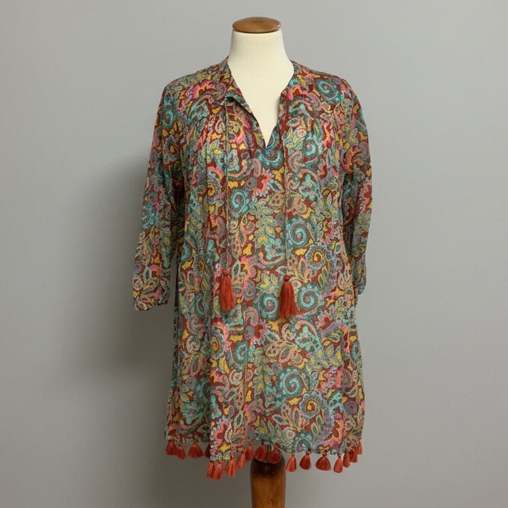 Roller Rabbit rust, aqua, and pink paisley coverup, size M, NEW WITH TAGS!